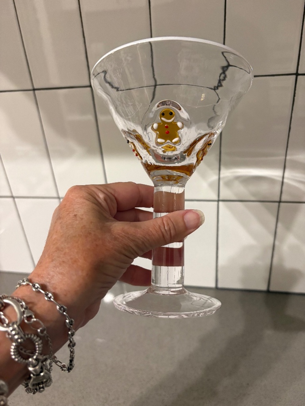 Anthropologie (?) Icon gingerbread man martini glass